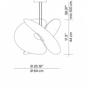 Suspension Levante de chez Luceplan installée dans un intérieur contemporain, lumière douce et design aérien.