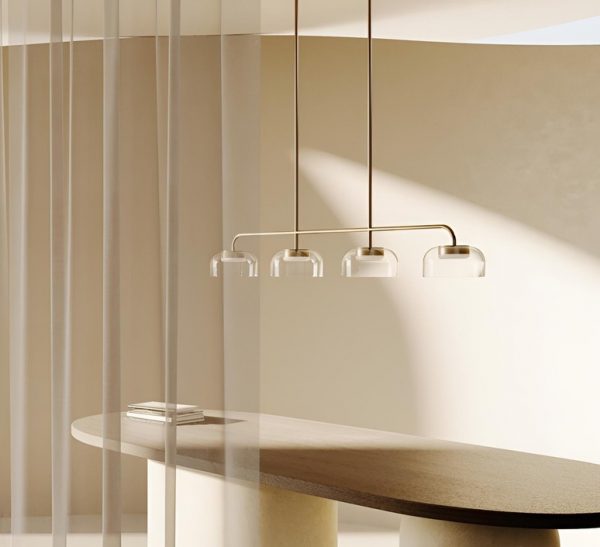 Suspension Aromas installée dans un intérieur contemporain, éclairage diffus et design épuré.