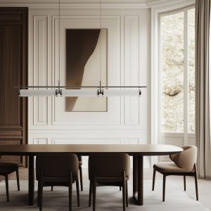 Suspension Numu de chez Aromas installée dans un intérieur contemporain, lumière diffuse et design épuré.