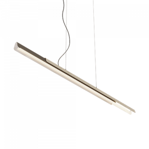 Suspension Dala Linear de chez Kundalini installée dans un intérieur contemporain, éclairage linéaire et design architectural.