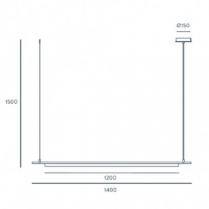 Suspension linéaire Coln de chez Aromas, luminaire suspendu au profil fin au-dessus d’un espace intérieur