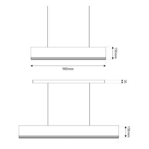 Respiro 900, luminaire linéaire suspendu diffusant une lumière douce au-dessus d’un espace intérieur