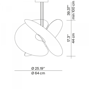 Suspension Levante de chez Kundalini, luminaire suspendu diffusant une lumière douce dans un espace intérieur