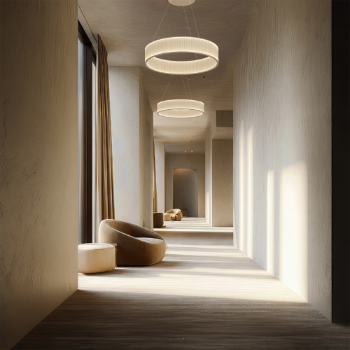 Suspension Ronde de chez 10h10, luminaire circulaire suspendu diffusant une lumière homogène